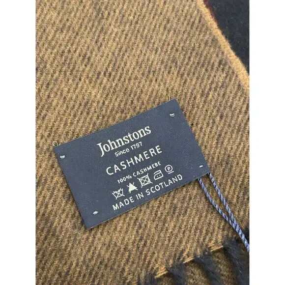 Johnstons of Elgin Scotland 100% Cashmere Fringe Scarf Multicolor Plaid 68 X 10 - Picture 4 of 6